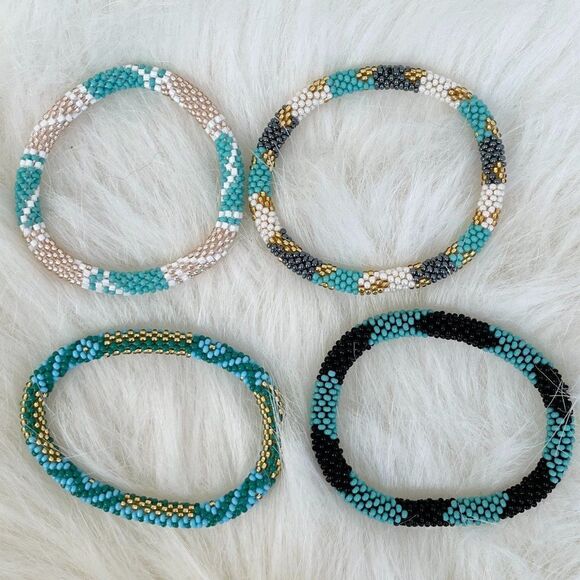 HAND CRAFTED in Nepal Beaded Bracelets (set of 4) #308 - Picture 3 of 4